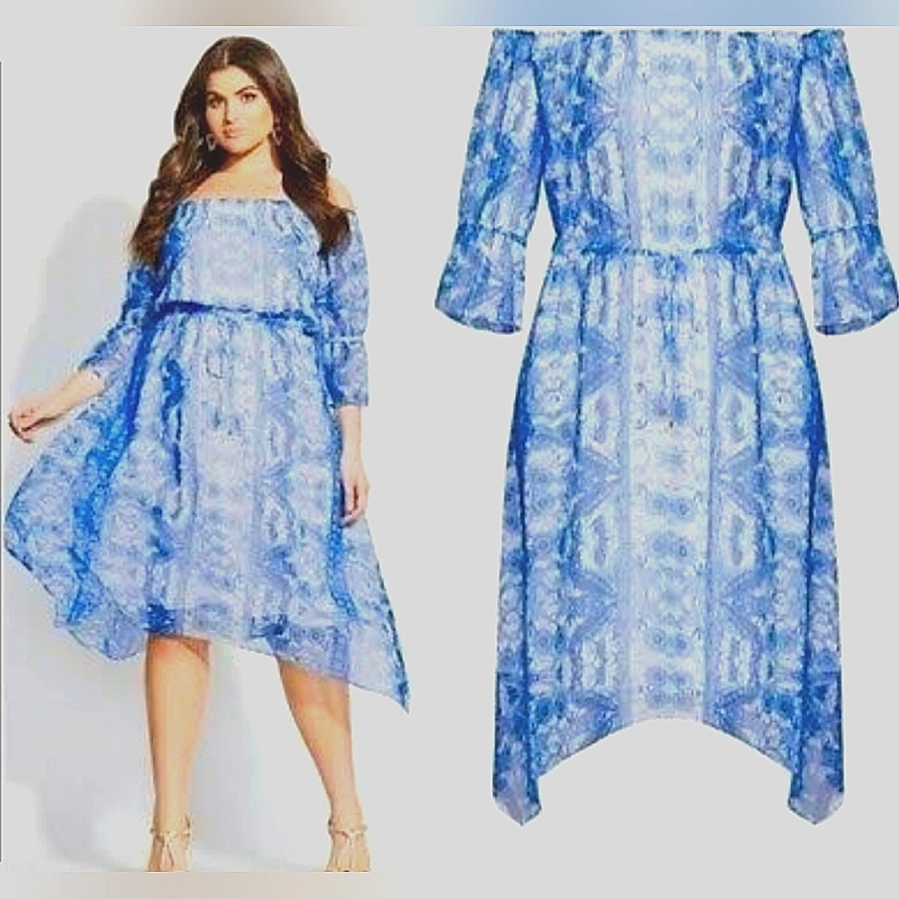 🏝✨️ City Chic Blue Floral Mykonos Midi Dress- LIMITED EDITION